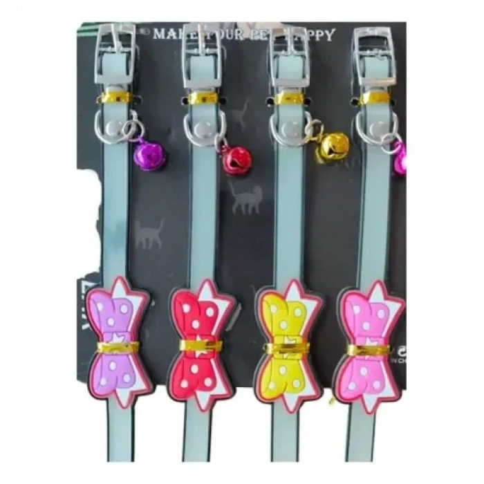 VipMarketim Papyonlu Silikon Kedi Tasması