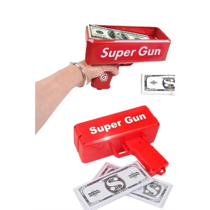 VipMarketim Para Dolar Saçma Para Atma Tabancası Otomatik Kırmızı Oyuncak