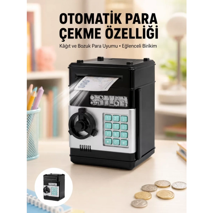 VipMarketim Para Kasası Görünümlü Elektronik Şifreli Kumbara