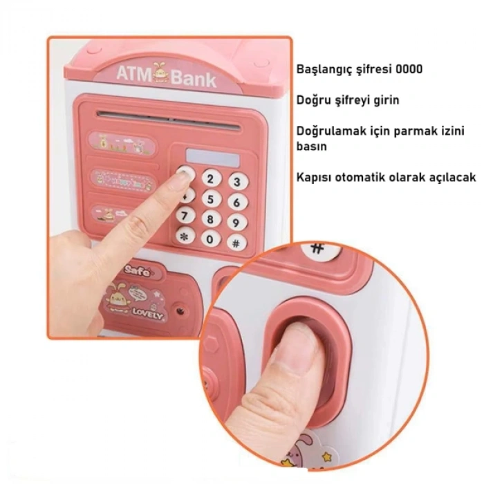 VipMarketim Parmak İzi ve Şifreli Elektronik ATM Kumbara
