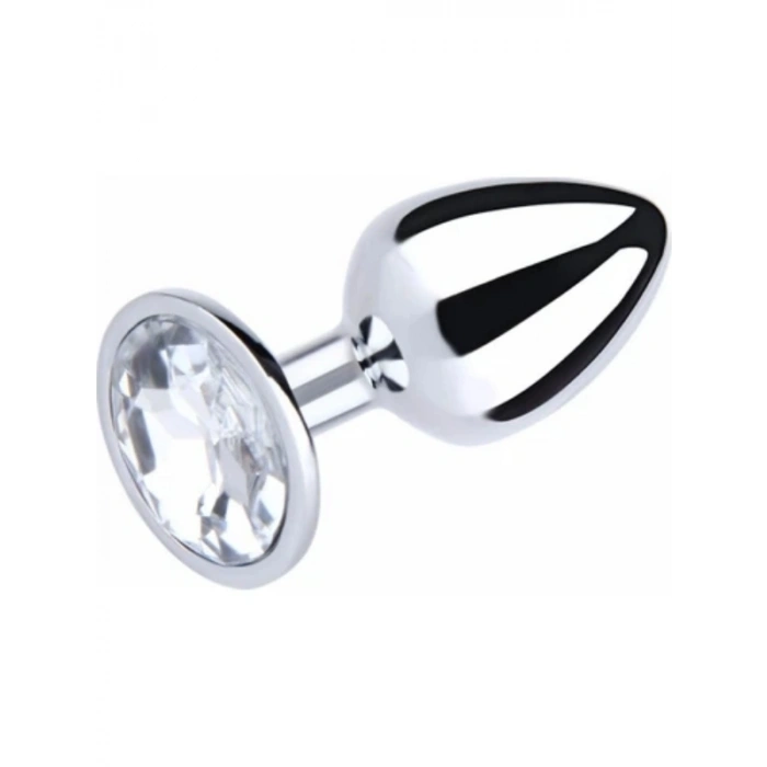 VipMarketim Paslanmaz Çelik Anal Plug Tıkaç Beyaz Taşlı