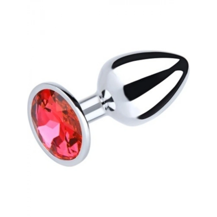 VipMarketim Paslanmaz Çelik Anal Plug Tıkaç Kırmızı Taşlı