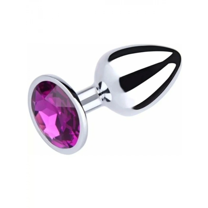 VipMarketim Paslanmaz Çelik Anal Plug Tıkaç Mor Taşlı