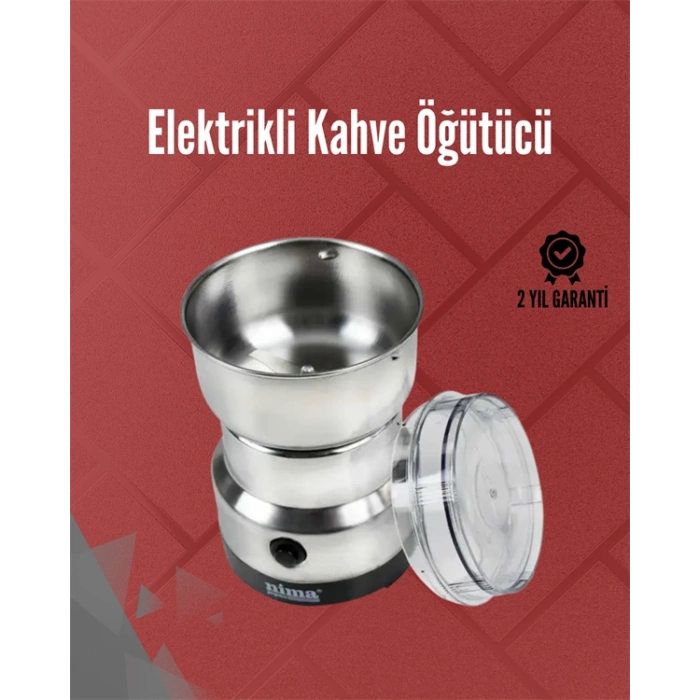 VipMarketim Paslanmaz Çelik Elektrikli Kahve Değirmeni | Sessiz Hızlı Çok Amaçlı Öğütücü (200W)