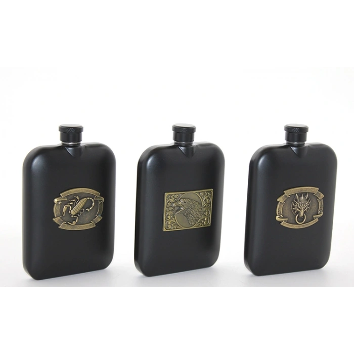 VipMarketim Paslanmaz Çelik Kabartmalı Tekli 6 Oz Matara