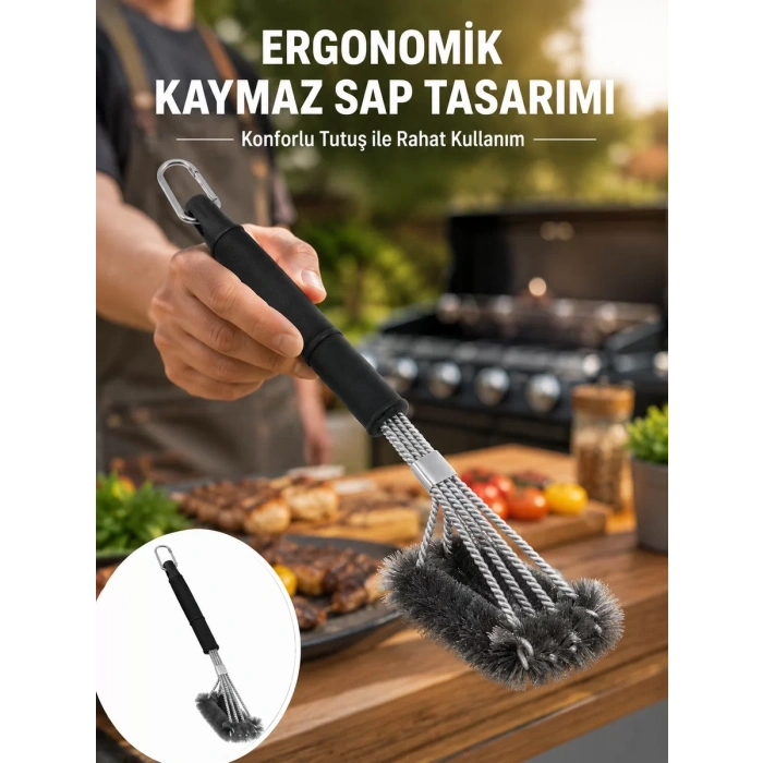 VipMarketim Paslanmaz Çelik Telli Mangal Temizlik Fırçası Yeni Nesil