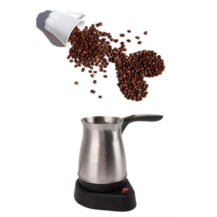 VipMarketim Paslanmaz Çelik Türk Kahvesi Makinesi 6 Fincan Kpasiteli Elektrikli Cezve