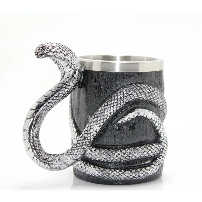 VipMarketim Paslanmaz Çelik Yılan Tasarımlı Kupa Bardak