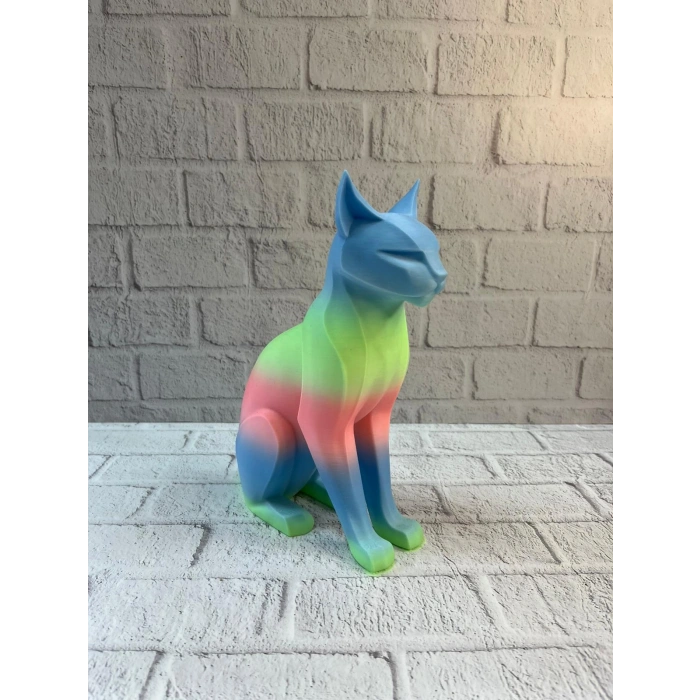 VipMarketim Pastel Rainbow Kedi Figürü Masa ve Raf Üstü Ev Dekorasyonu