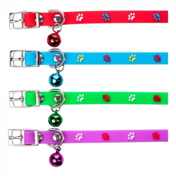 VipMarketim Pati Desenli Ayarlanabilir Silikon Kedi Tasması