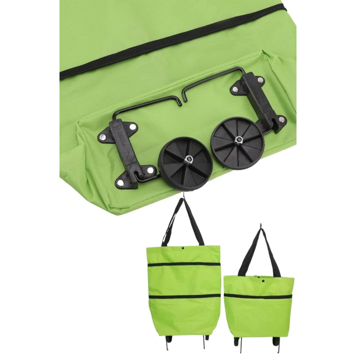 VipMarketim Pazar Arabası ve Alışveriş Çantası Çift Yönlü Kolay Tekerlekli Taşınabilir