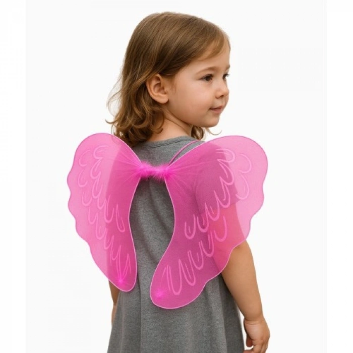 VipMarketim Pembe Renk Ortası Pembe Tüylü Tül Peri Kanadı 40x50 cm