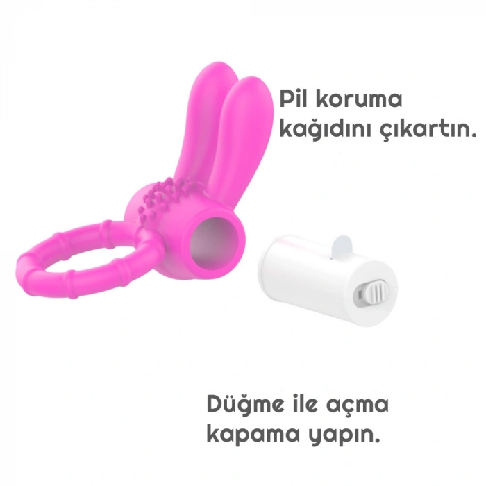 VipMarketim Penix Tavşan Kulaklı Titreşimli Penis Halkası