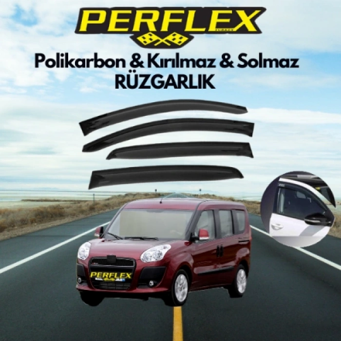 VipMarketim Perflex Polikarbon Kırılmaz Rüzgarlık Mugen Fiat Doblo 2 4lü 2010+