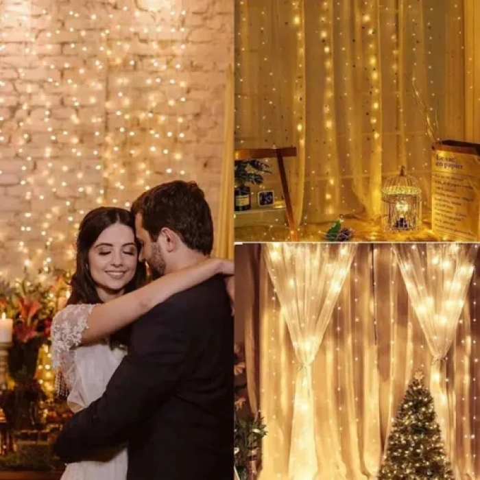 VipMarketim Peri Perde Led 3*3m 300 Led Gün Işığı