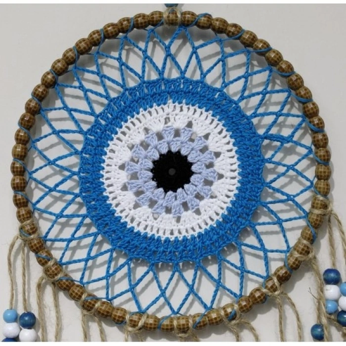 VipMarketim Petrol Mavisi Motifli Renkli Boncuklu El Yapımı Duvar Süsü