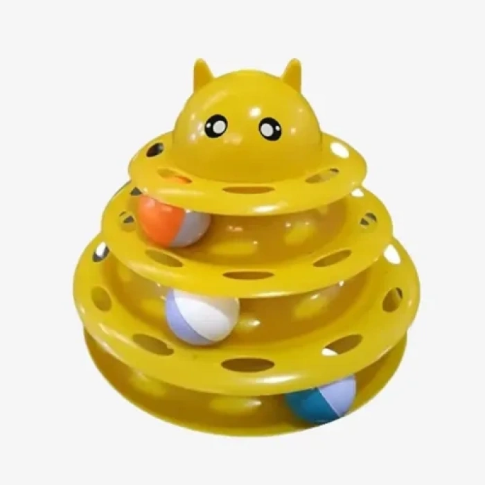 VipMarketim PetZoom Kedi Başlıklı 3 Katlı Kedi Oyuncağı