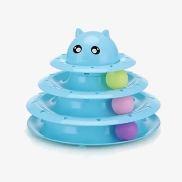 VipMarketim PetZoom Kedi Başlıklı 3 Katlı Kedi Oyuncağı