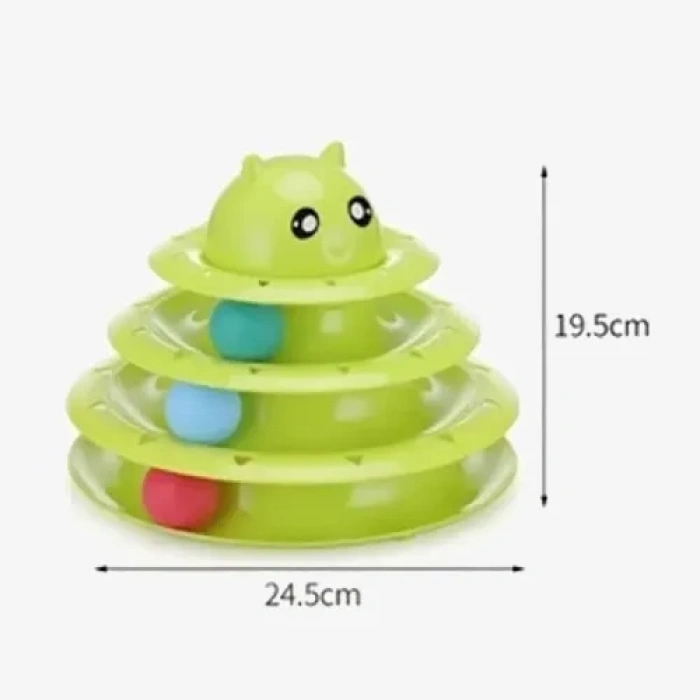 VipMarketim PetZoom Kedi Başlıklı 3 Katlı Kedi Oyuncağı