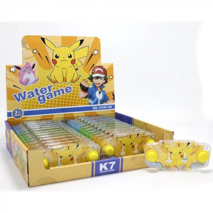 VipMarketim Pikachu Baskılı Sulu Oyun - Şeffaf Gövdeli Dikdörtgen El Konsolu Su Oyunu