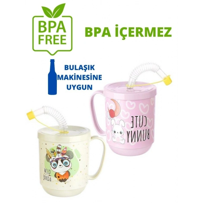 VipMarketim Pipetli Bardak 2 li Momma Design