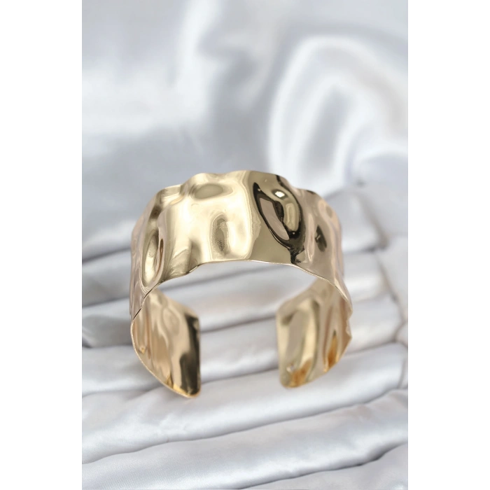 VipMarketim Pirinç Gold Renk Levha Model Kadın Bileklik 5886