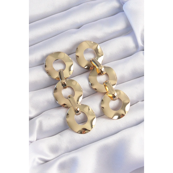VipMarketim Pirinç Gold Renk Oval Ayna Model Sallantılı Küpe 5886