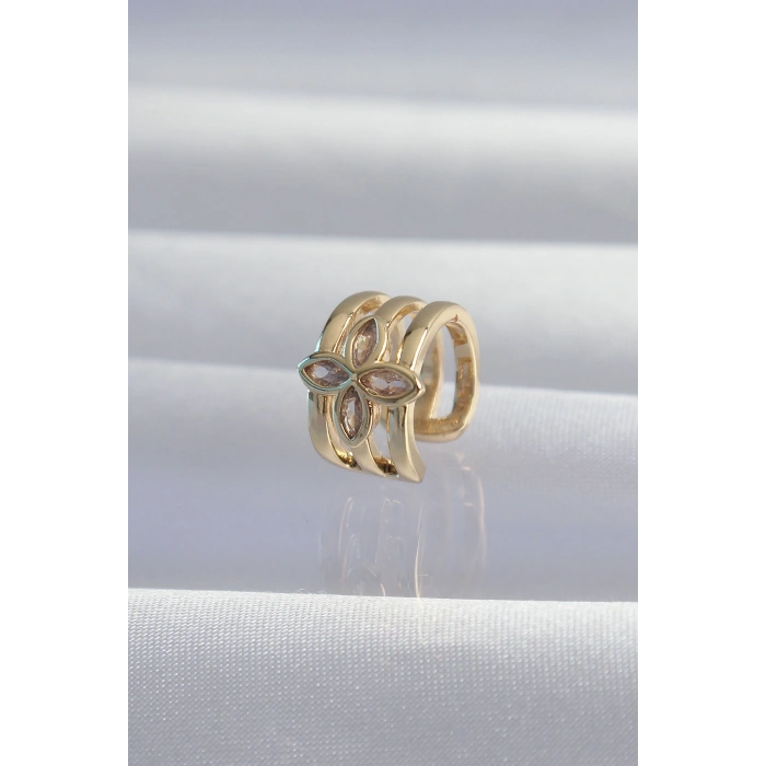 VipMarketim Pirinç Gold Renk Yonca Earcuff Küpe 5886