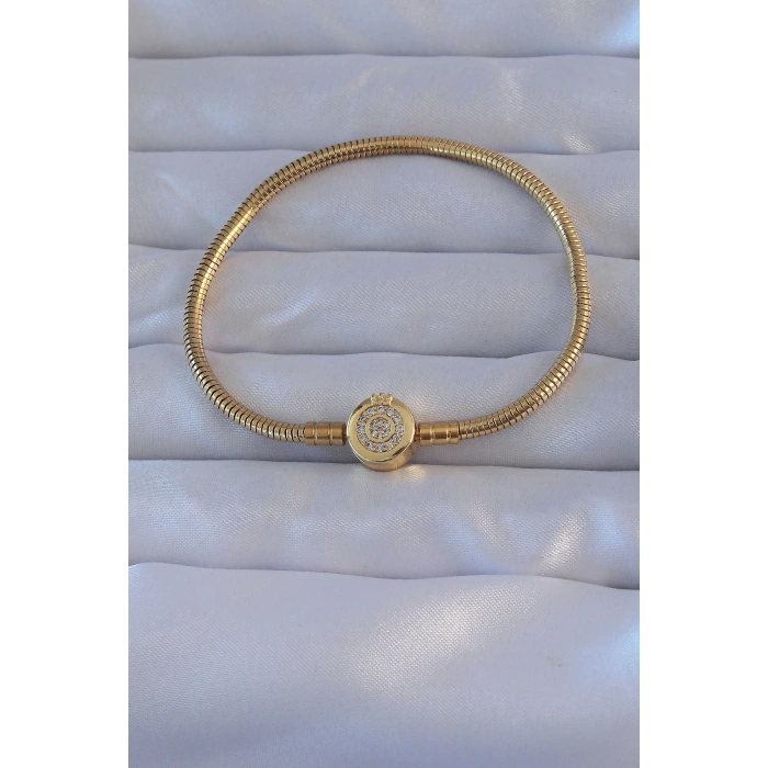 VipMarketim Pirinç Gold Renk Zirkon Taşlı Charm Bileklik 5886