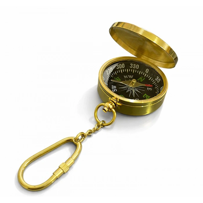 VipMarketim Pirinç Kaptan Pusulası Tasarım Anahtarlık