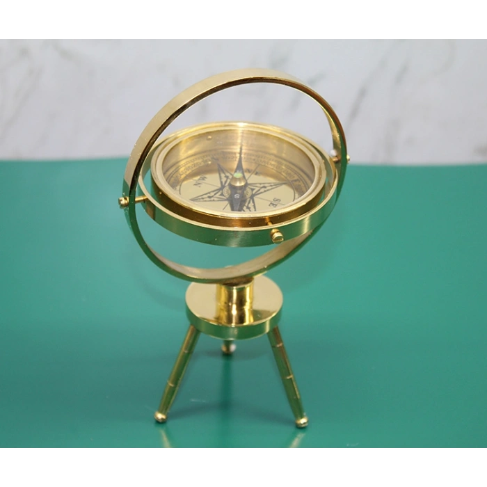 VipMarketim Pirinç Masa Üstü Pusula Model 2