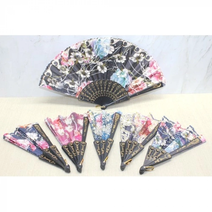 VipMarketim Plastik Çiçek Desenli Yelpaze