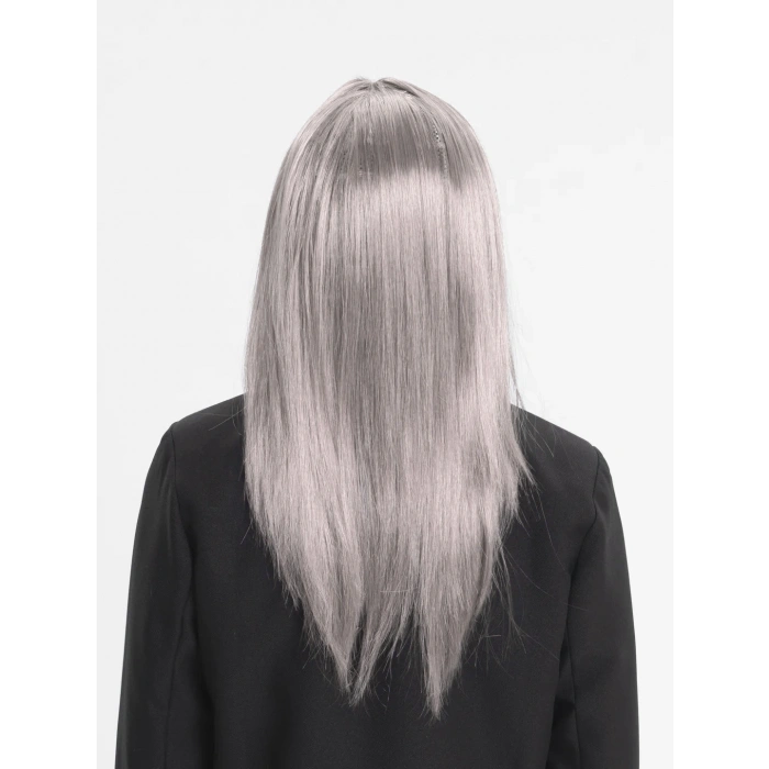 VipMarketim Platin Gri Gümüş Uzun Parti Peruğu