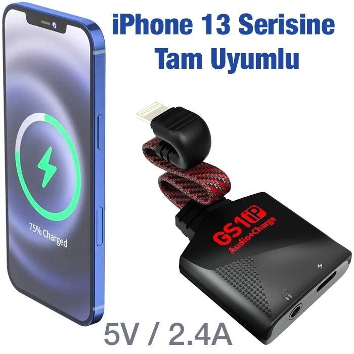 VipMarketim PLEXTONE GS1 iPhone Mıknatıslı Lightning to 3.5mm Kulaklık + Hızlı Şarj Adaptörü-(5775)