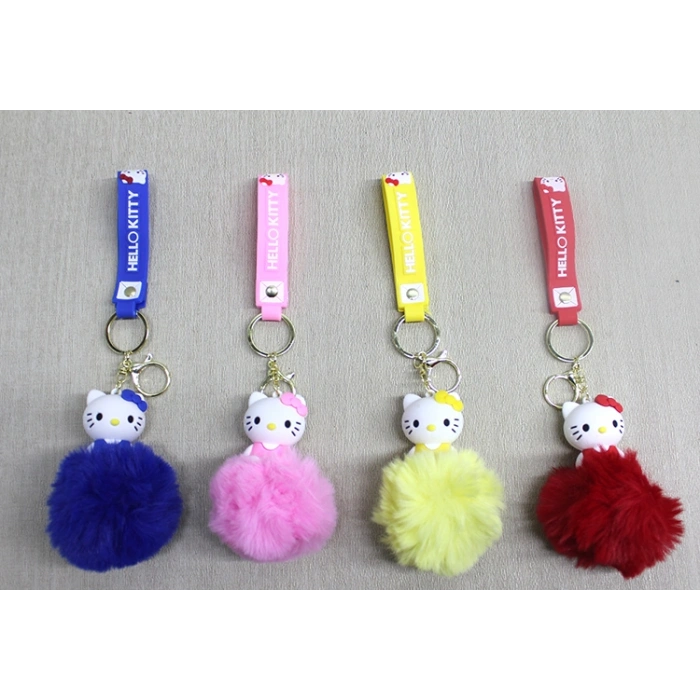 VipMarketim Ponponlu Hello Kitty Anahtarlık