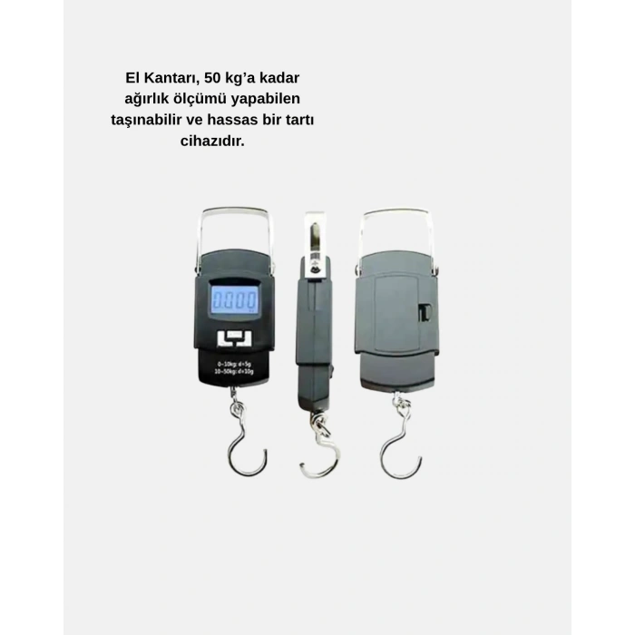 VipMarketim Portatif Dijital El Kantarı – Bavul Kargo ve Paket Tartı Cihazı 50 Kg