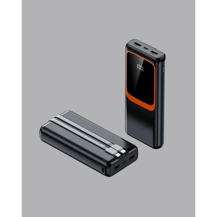 VipMarketim Powerbank 20000 mAh Dijital Ekranlı ve Çok Kablolu Hızlı Şarj Cihazı
