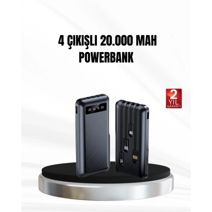 VipMarketim Powerbank 20000 mAh LED Fenerli ve Çoklu Güvenlik Korumasına Sahip