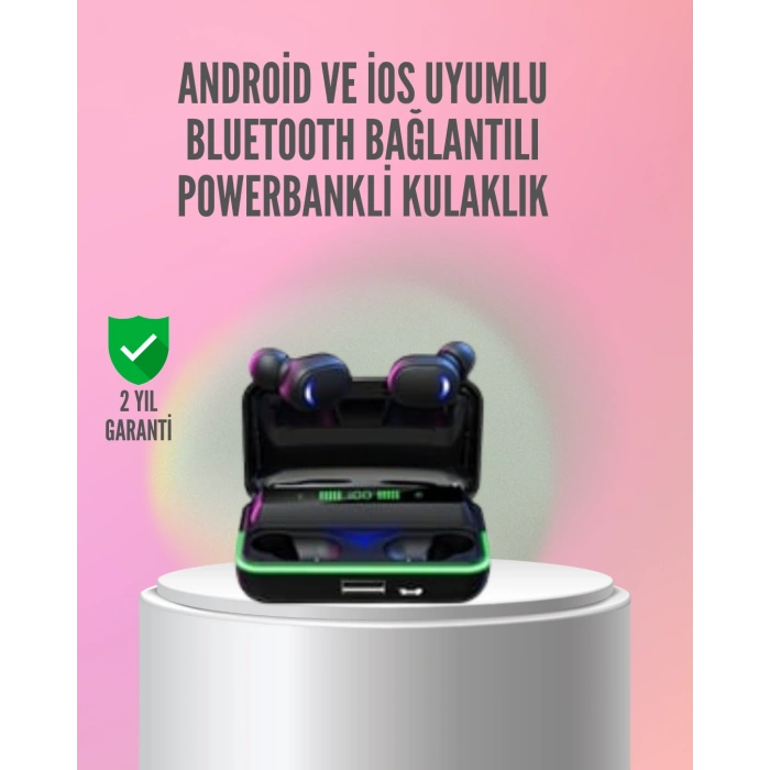VipMarketim Powerbank Özellikli Bluetooth 5.1 Kulaklık Oyun ve Müzik İçin