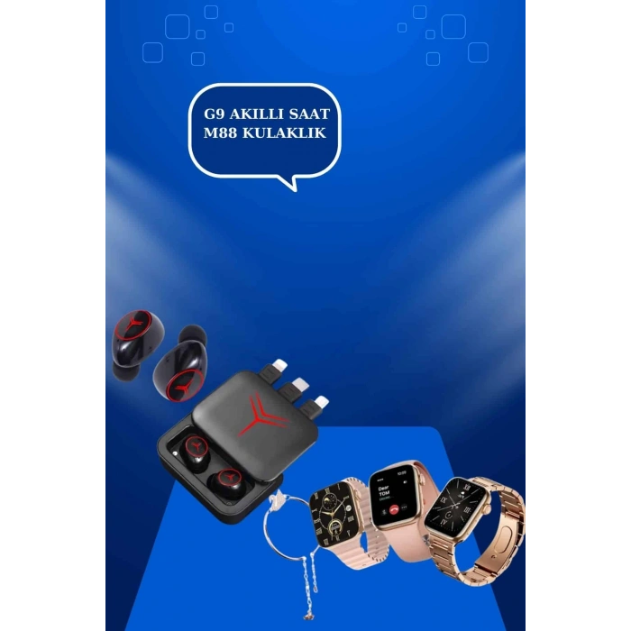 VipMarketim Powerbank Özellikli Bluetooth Kulaklık ve Nabız Ölçer Akıllı Saat Bileklik Hediyeli