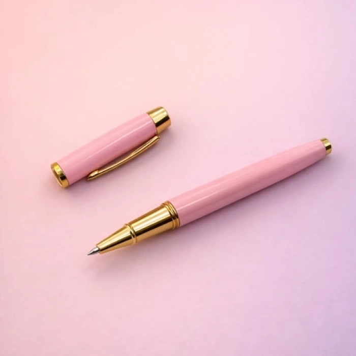 VipMarketim  Premium Pembe Metal Roller Kalem