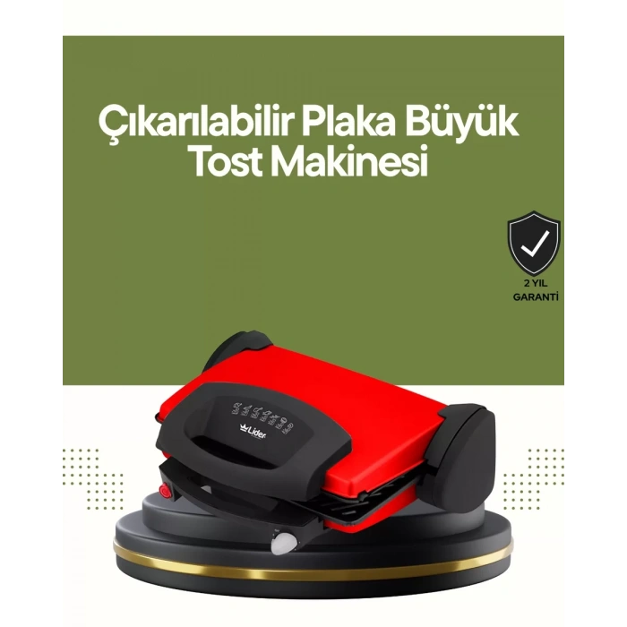 VipMarketim Profesyonel 2000W Tost Makinesi – Ayarlanabilir Termostat ve Çıkarılabilir Plaka