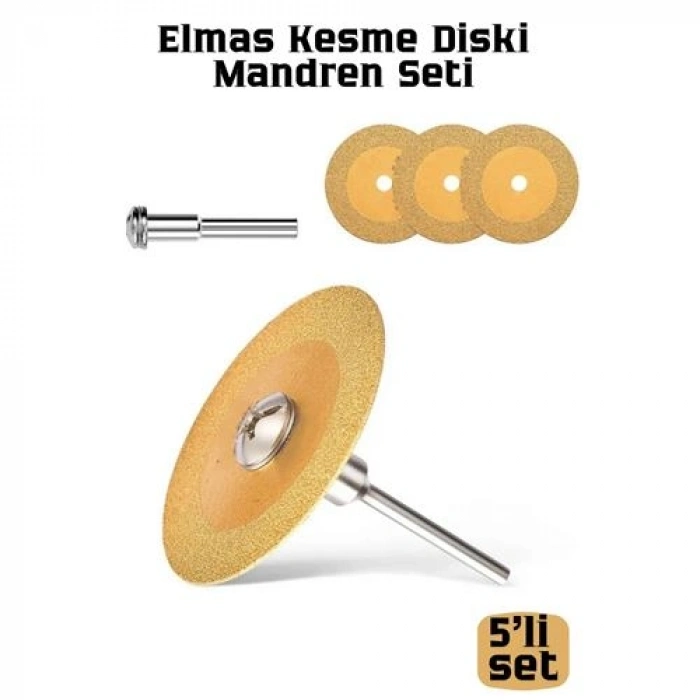 VipMarketim Profesyonel Elmas Kesme Diski ve Mandren Seti 4lü Testere Bıçağı Hobi Dremel Uyumlu