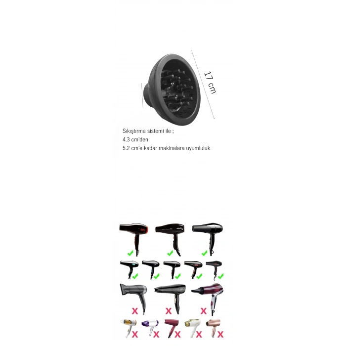 VipMarketim Profesyonel Fön Için Difüzör Vigo Başlık