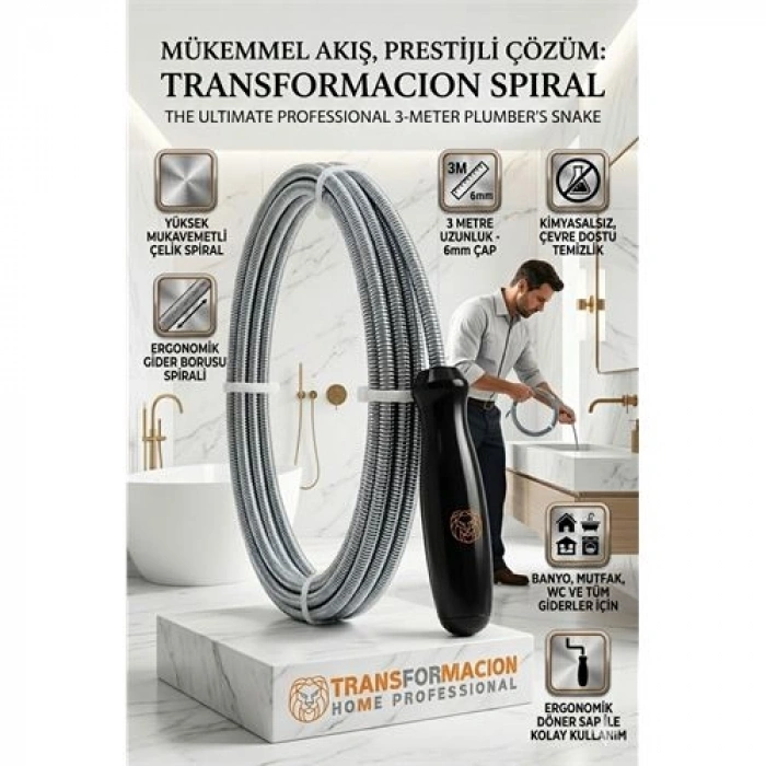 VipMarketim Profesyonel Gider Açıcı Spiral Çelik 3 Metre 723030