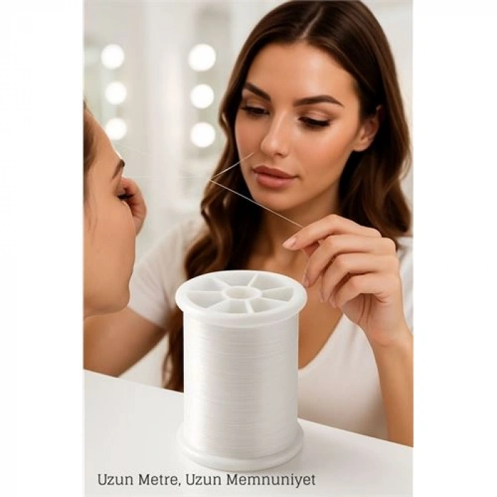 VipMarketim Profesyonel Kuaför Kaş Bıyık Alma İpi – Ekstra Sağlam 500 metre Beyaz