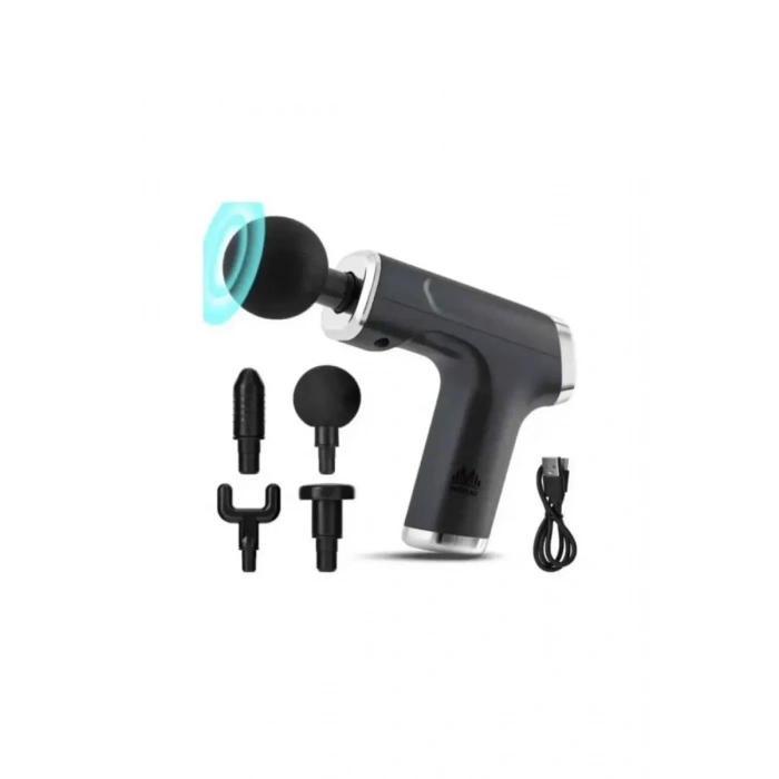 VipMarketim Profesyonel Masaj Tabancası Sporcu Masaj Aleti 4 Başlıklı Şarjlı Titreşimli