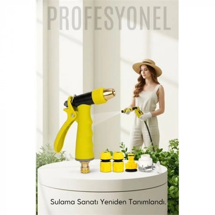 VipMarketim Profesyonel Pirinç Uçlu Basınçlı Hortum Sulama Tabancası Seti Tabancası Seti Konnektörlü