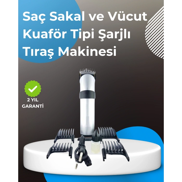 VipMarketim Profesyonel Saç ve Sakal Tıraş Makinesi – Tam Aksesuar Setli