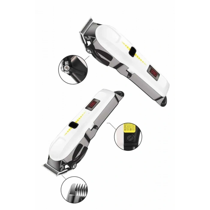 VipMarketim Profesyonel Şarjlı Tıraş Makinesi Turbo Kablosuz Saç Kesme Makinesi